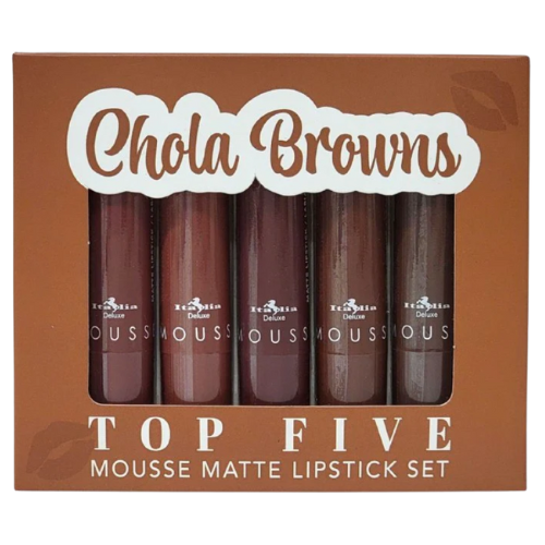SET DE 5 LABIALES MATTE MOUSSE CHOLA BROWNS ITALIA DELUXE