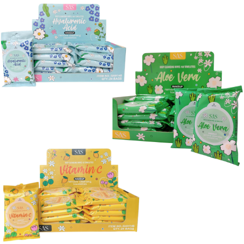 TOALLITAS DESMAQUILLANTES DE VITAMINA C, ALOE Y  ACIDO HIALURONICO