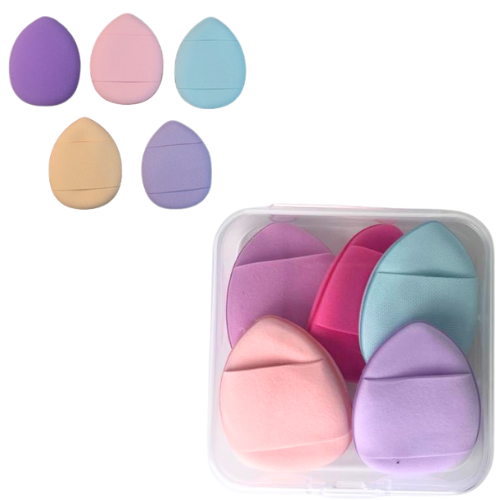 SET DE 5 BORLAS APLICADORAS DE MAQUILLAJE CON CAJA