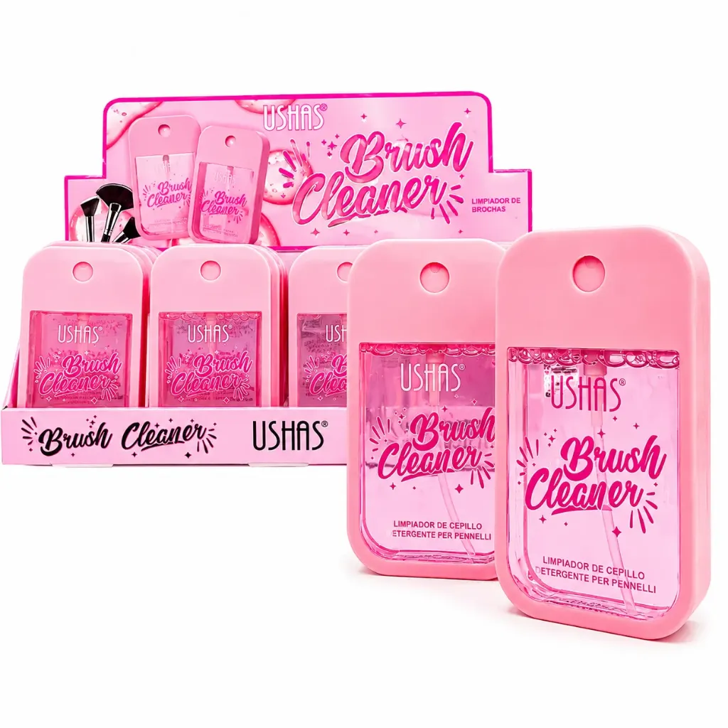 SPRAY LIMPIADOR DE BROCHAS USHAS CAJA ROSADA