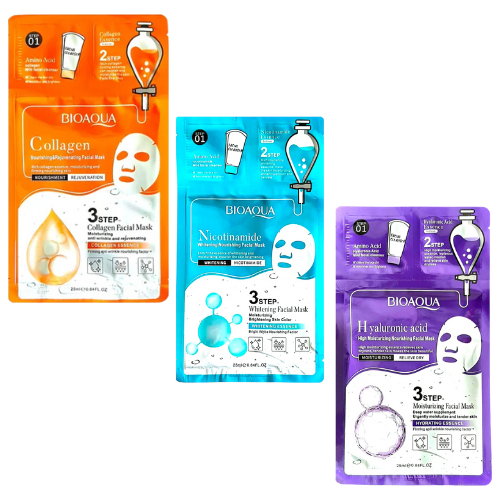 MASCARILLAS DE 3 PASOS BIOAQUA SURTIDAS 
