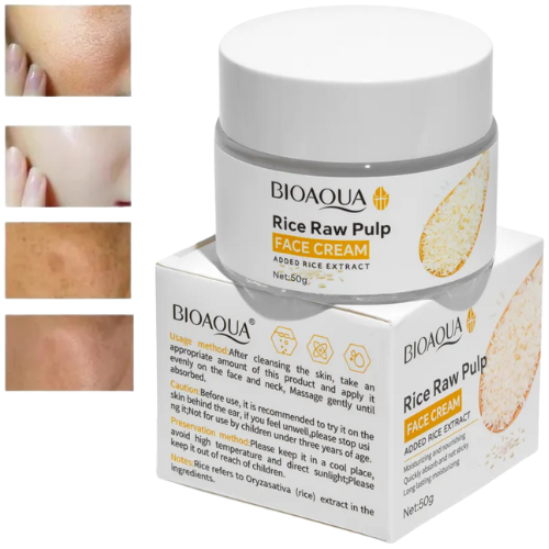 CREMA ACLARANTE DE ROSTRO A BASE DE ARROZ BIOAQUA 50G