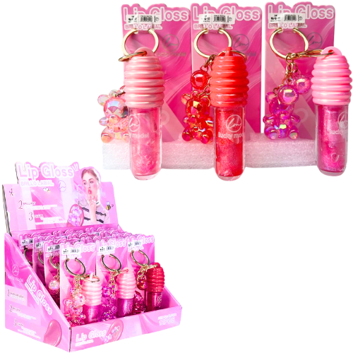 [ML8179A] BRILLO DE LABIOS CON LLAVERO Y TAPADERA DE PANAL DE MIEL LUCKY MODEL