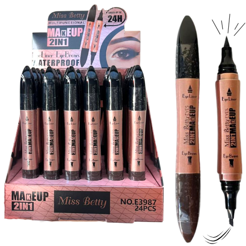 [E39874] DÚO DE DELINEADOR NEGRO PARA OJOS Y DELINEADOR CAFÉ PARA CEJAS APRUEBA DE AGUA