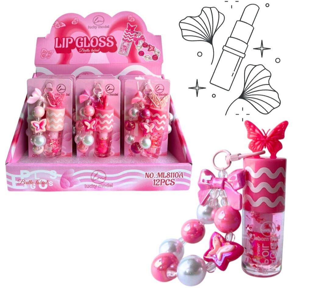 [LLJSH] GLOSS MARIPOSA CON LLAVERO EDICIÓN LIMITADA