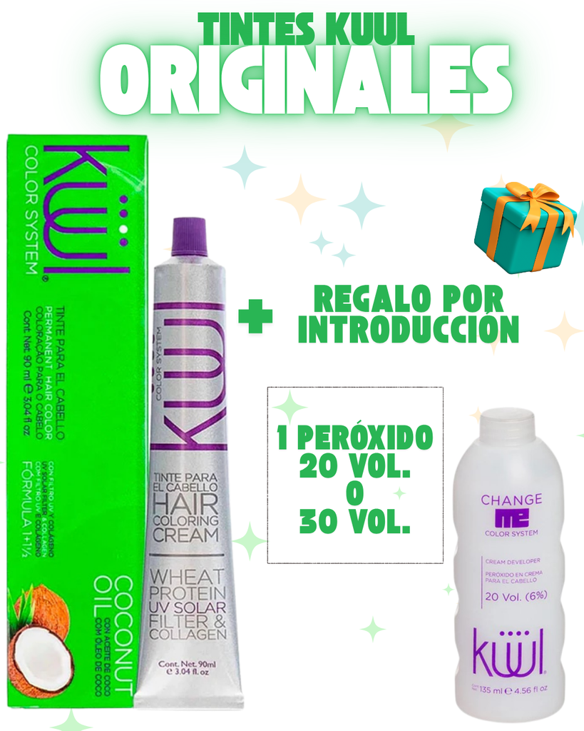 TINTE PARA EL CABELLO KÜÜL CON ACEITE DE COCO 90ML CON PERÓXIDO GRATIS