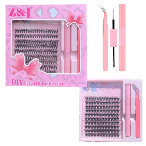 SET DE EXTENSION DE PESTAÑAS Z&J CAJA ROSA DE MOÑO