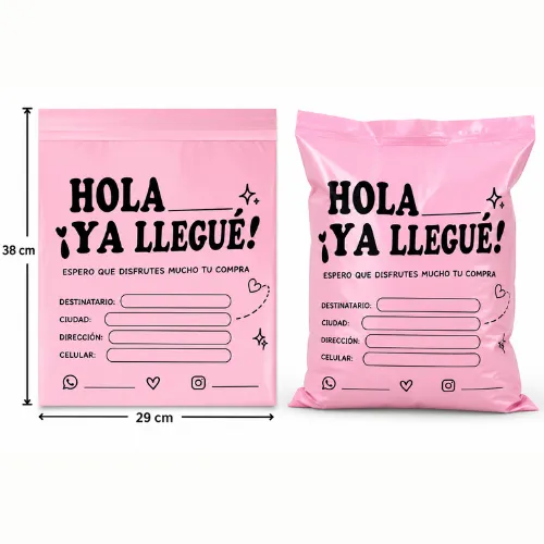 BOLSAS DE EMPAQUE CON ADHESIVO YA LLEGUÉ GRANDE 29CM * 38CM