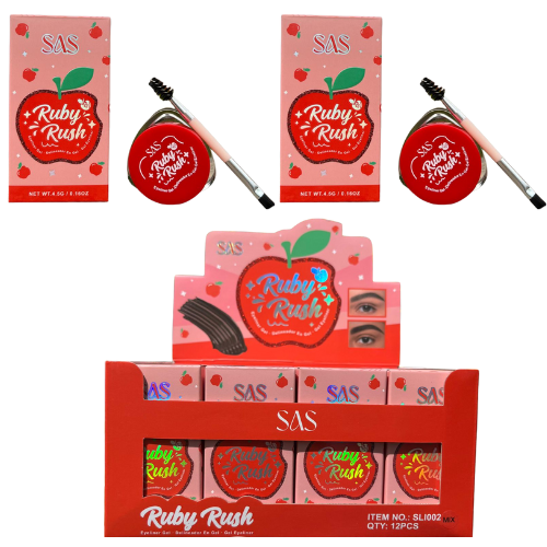SET DE POMADA, BROCHA Y CEPILLLO PARA CEJAS SAS FORMA DE MANZANA 