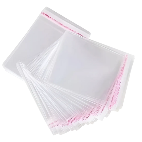 PAQUETE DE 100 BOLSAS CRISTAL CON ADHESIVO PARA EMPAQUE
