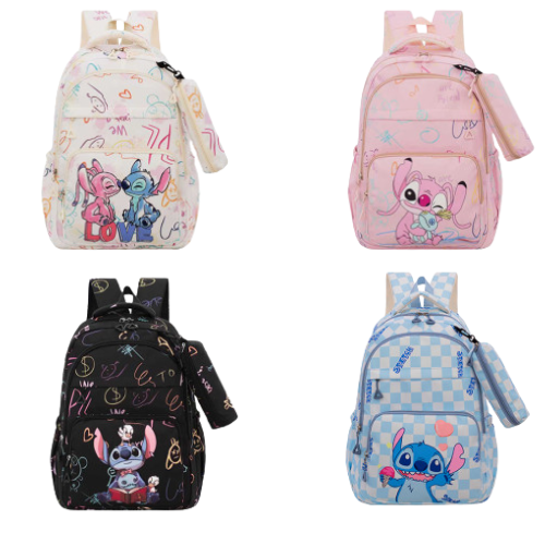 DUO DE MOCHILA GRANDE Y ESTUCHE ESCOLAR DE STICH COLORES SURTIDOS