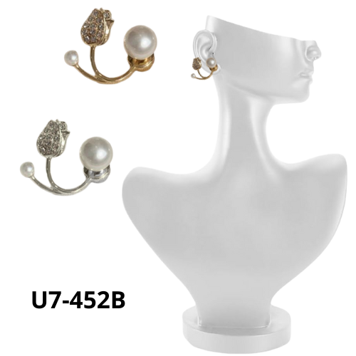 PAR DE ARETES DE TULIPAN CON DUO DE PERLA BLANCA U7-452B