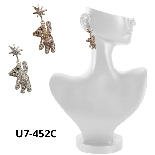 PAR DE ARETES DE OSOS CON DIAMANTES U7-452C