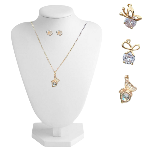 [U6-442] KIT DE ARETES Y COLLAR EN DISEÑOS SURTIDOS U6-442