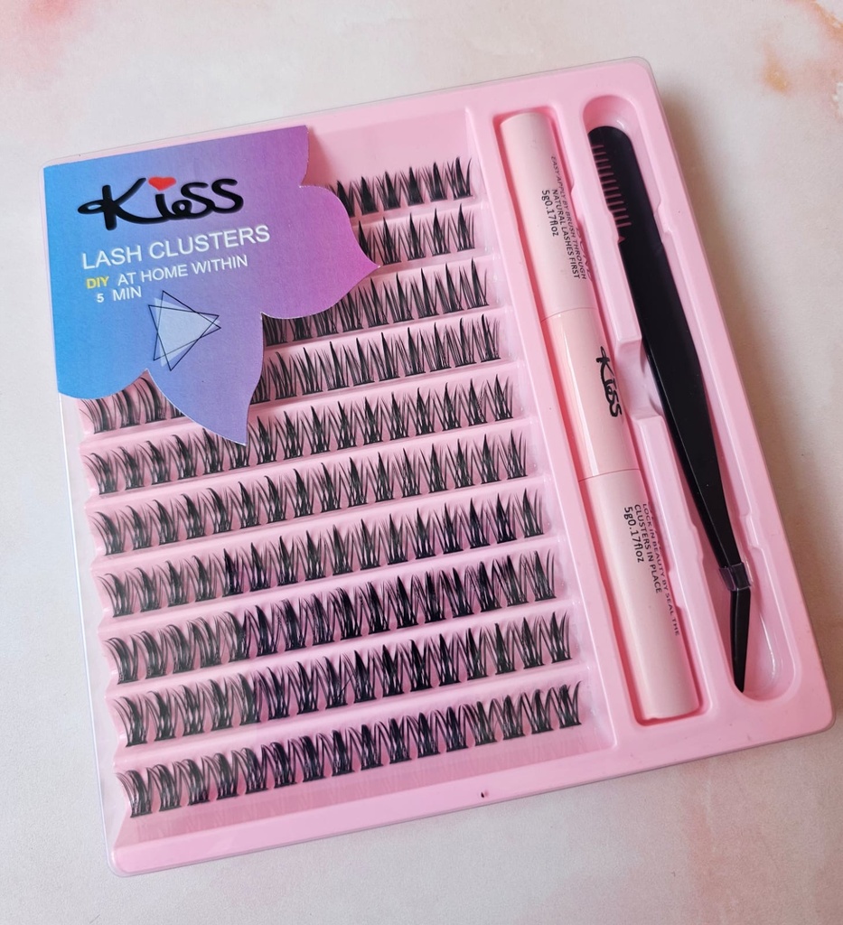 KIT DE PESTAÑAS KISS CON CAJA ROSADA