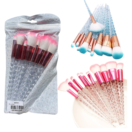 SET DE 10 BROCHAS TORNEADAS CON GLITTER