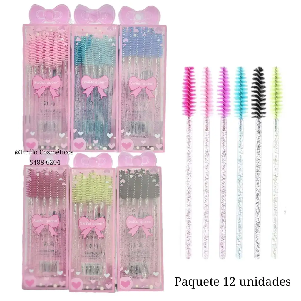 PAQUETE DE 12 CEPILLOS PARA PEINAR PESTAÑAS Y CEJAS