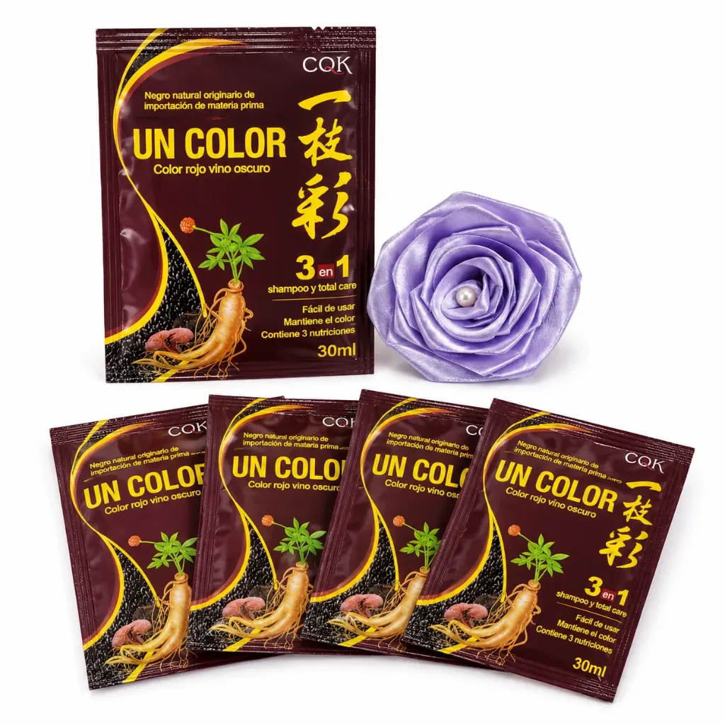 SHAMPOO CON TINTE ROJO VINO OSCURO SACHET CQK 30ML