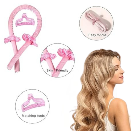 [92018] SET DE RIZADO SIN CALOR CON TUBO DE SEDA GANCHO Y DOS SCRUNCHIES