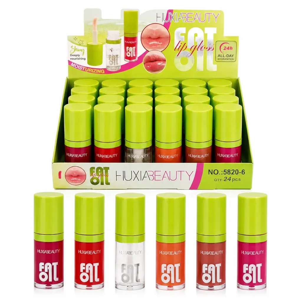 GLOSS CON APLICADOR GRUESO HUXIABEAUTY FAT OIL TAPA VERDE