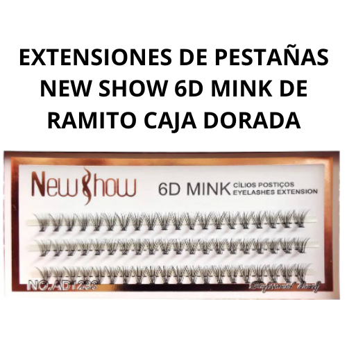 [6DMINK] EXTENSIONES DE PESTAÑAS NEW SHOW 6D MINK DE RAMITO CAJA DORADA