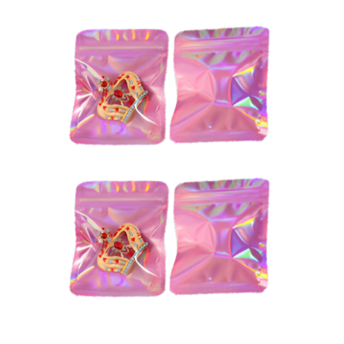 BOLSA HOLOGRAFICA LAMINADA ROSADA CON ZILPOC 7*10CM