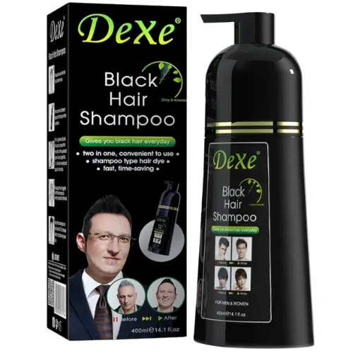 SHAMPOO CON TINTE NEGRO PARA TAPAR CANAS DEXE 400ML