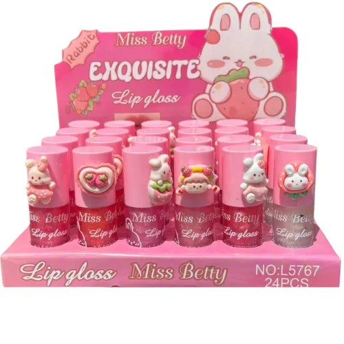 BRILLO DE LABIOS EXQUISITE CON FIGURA ACRÍLICA AROMA A CEREZA MISS BETTY