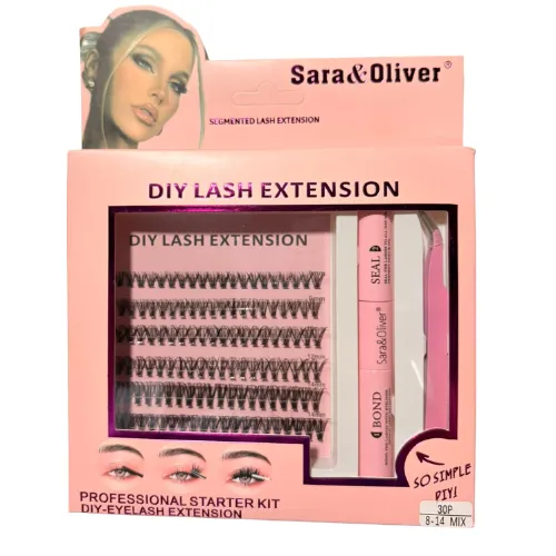 SET DE EXTENSIÓN DE PESTAÑAS SARA Y OLIVER CON PEGAMENTO, SELLADOR Y PINZA