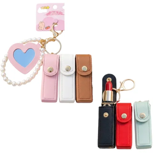 [478M] LLAVERO Y PORTA LABIAL CON ESPEJO COLORES SURTIDOS