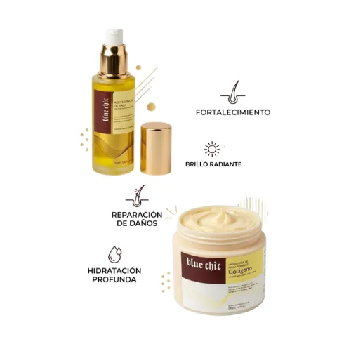 DUO DE MASCARILLA Y ACEITE CAPILAR BLUE CHIC DUPE KARSELL