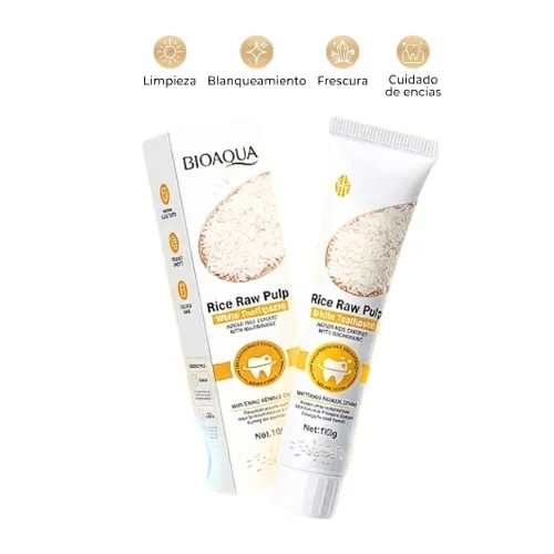 PASTA DENTAL BLANQUEADORA BIOAQUA CON EXTRACTO DE ARROZ 100G