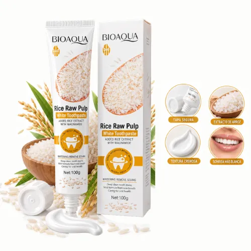 PASTA DENTAL BLANQUEADORA BIOAQUA CON EXTRACTO DE ARROZ 100G