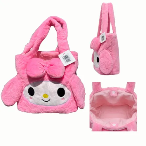 CARTERA ROSADA DE MY MELODY AFELPADA CON MOÑO