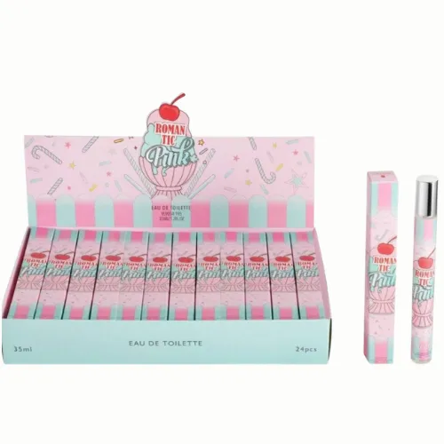 PERFUME PARA DAMA ROMANTIC PINK CAJA ROSA Y CELESTE 35ML