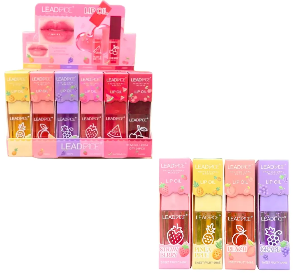 BRILLO LABIAL DE FRUTAS SURTIDAS LEADFACE CON CAJITA DUPE BEAUTY CREATIONS