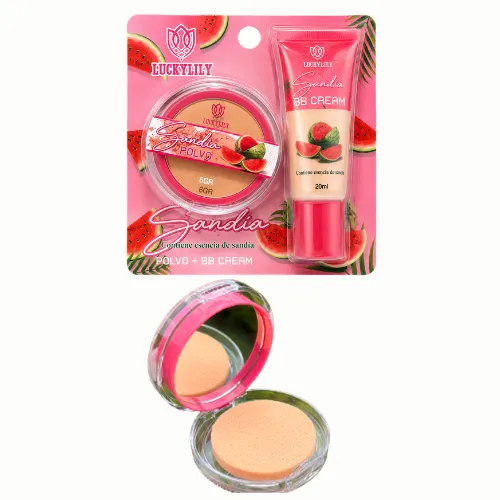 DÚO DE POLVO COMPACTO Y BASE BB CREAM LUCKY LILY DE SANDÍA
