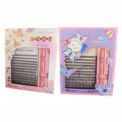 KIT DE EXTENSIONES DE PESTAÑAS DE RAMITO S&O DISEÑO DE MARIPOSAS SURTIDO