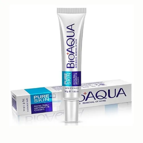 CREMA FACIAL BIOAQUA PARA ELIMINAR ACNÉ CAJA PLATEADA