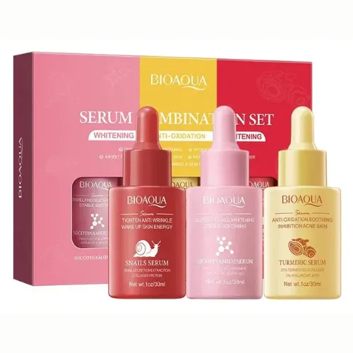 KIT DE SUEROS BIOAQUA: NICOTINAMIDA, CÚRCUMA Y BABA DE CARACOL
