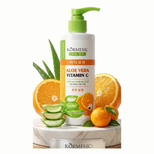 CREMA CORPORAL DE ALOE VERA Y VITAMINA C KORMESIC 200ML TAPA VERDE