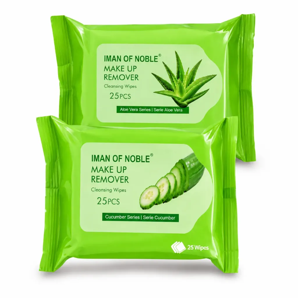 TOALLITAS DESMAQUILLANTES IMAN OF NOBLE EMPAQUE VERDE 25PCS