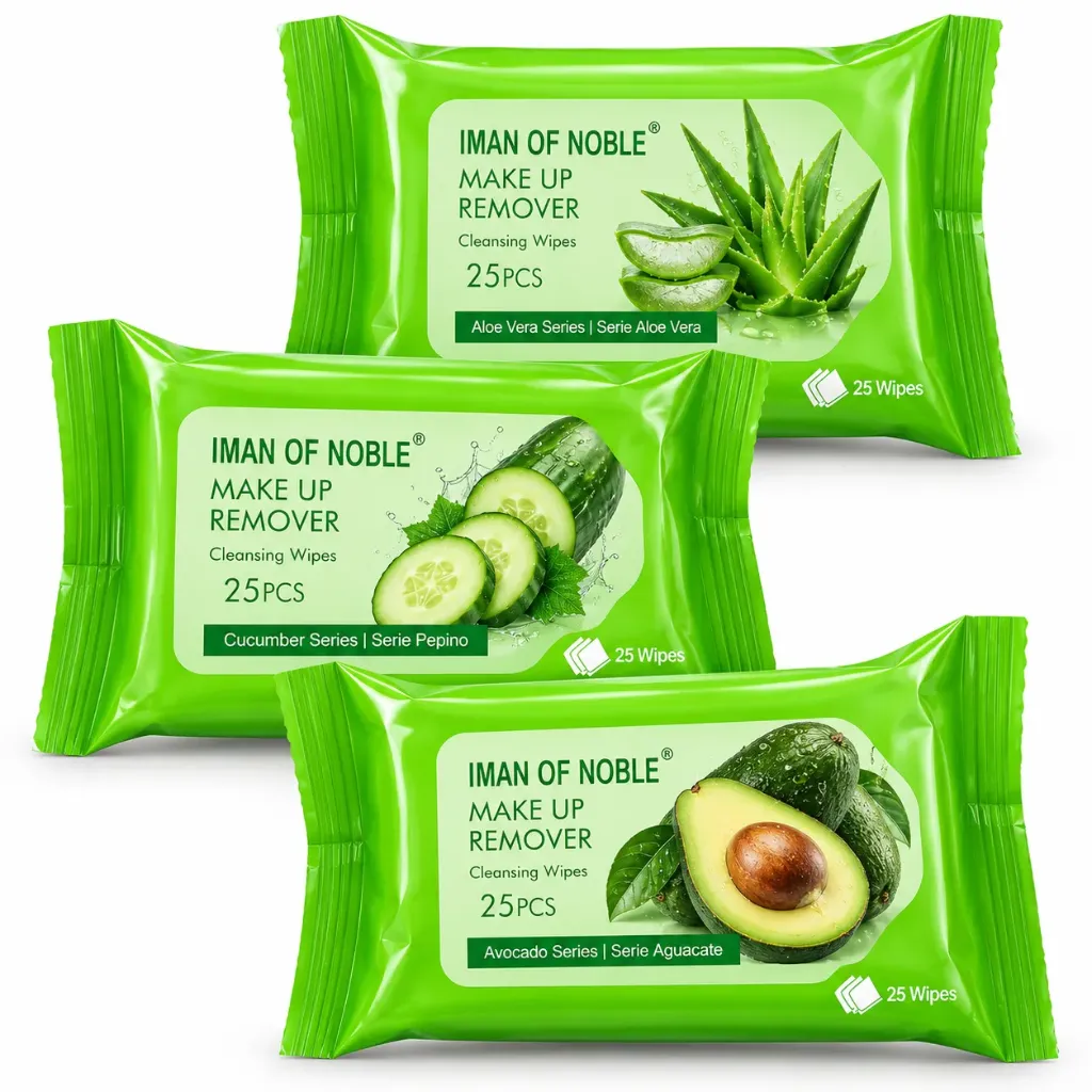 TOALLITAS DESMAQUILLANTES IMAN OF NOBLE EMPAQUE VERDE 25PCS