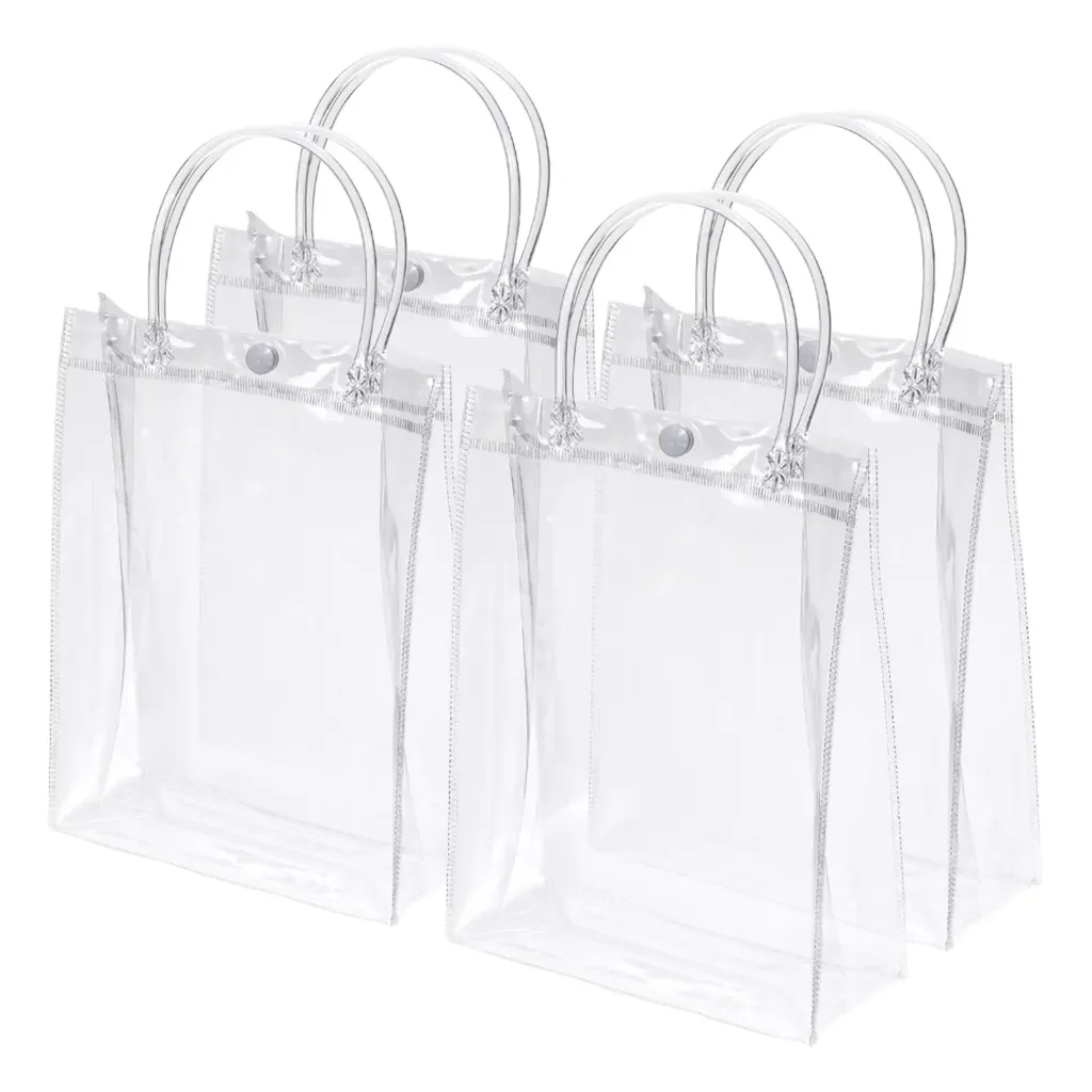 BOLSAS DE PVC TRANSPARENTES CON BROCHE BLANCO
