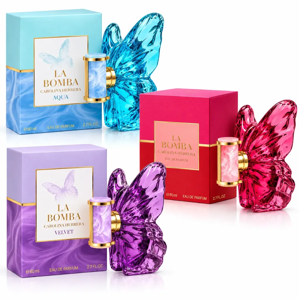 PERFUME PARA DAMA DUPE LA BOMBA CAROLINA HERRERA AQUA, ROJA Y VELVET SURTIDAS