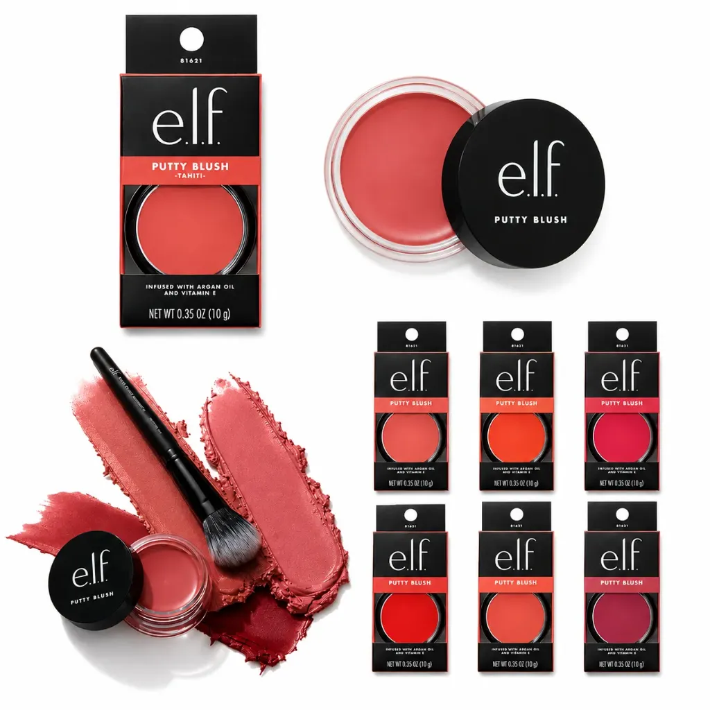 RUBOR EN CREMA ELF PUTTY BLUSH CAJA NEGRA TONOS SURTIDOS
