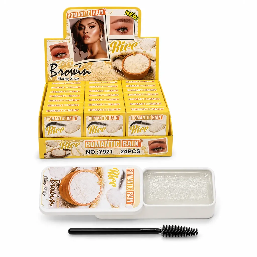 [Y921] JABON FIJADOR DE CEJAS CON EXTRACTO DE ARROZ ROMANTIC RAIN CAJA AMARILLA