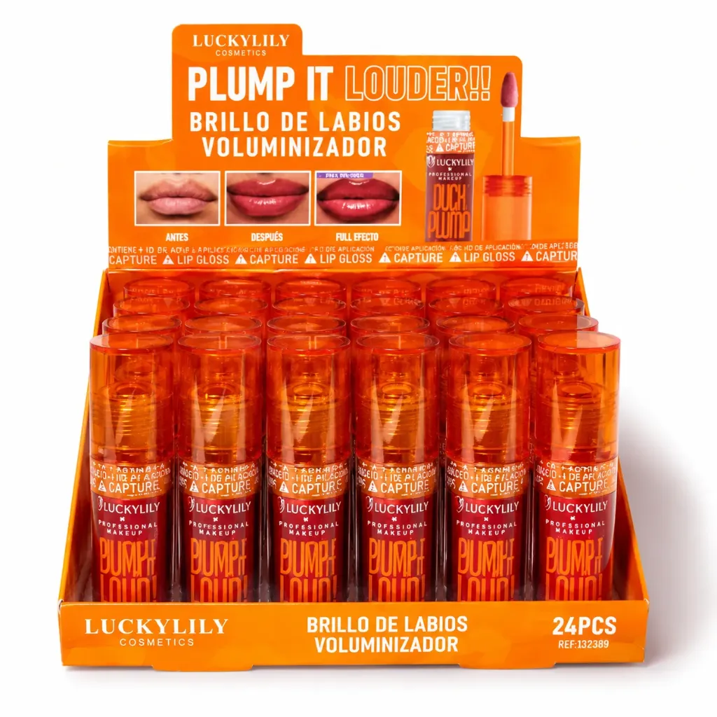 BRILLO LABIAL VOLUMINIZADOR LUCKY LILY DUCK PLUMP TAPA NARANJA