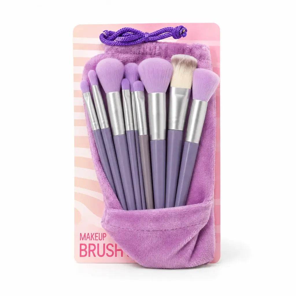 SET DE BROCHAS 13 BROCHAS CON FUNDA AFELPADA LUYI COLORES SURTIDOS