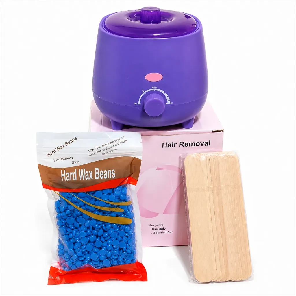 SET DEPILADOR DE HORNO CERA Y PALETAS APLICADORAS CAJA ROSA